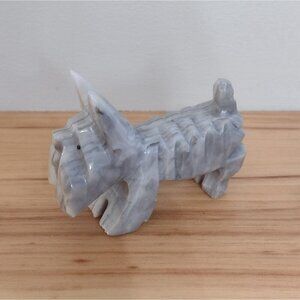 Vintage Carved Gray Onyx Stone Scottie Scotty Dog Figurine Standing